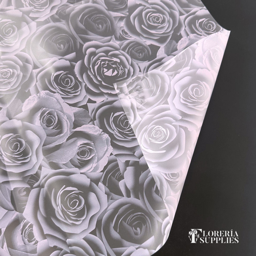 Pink Rose Print Floral Wrapping Paper