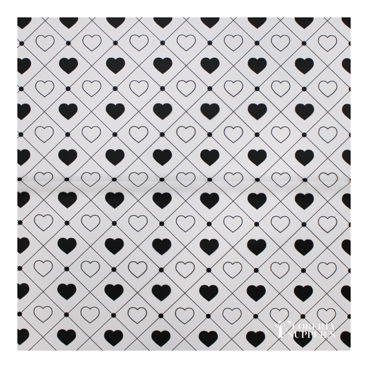 Heart Print Black Floral Wrapping Paper