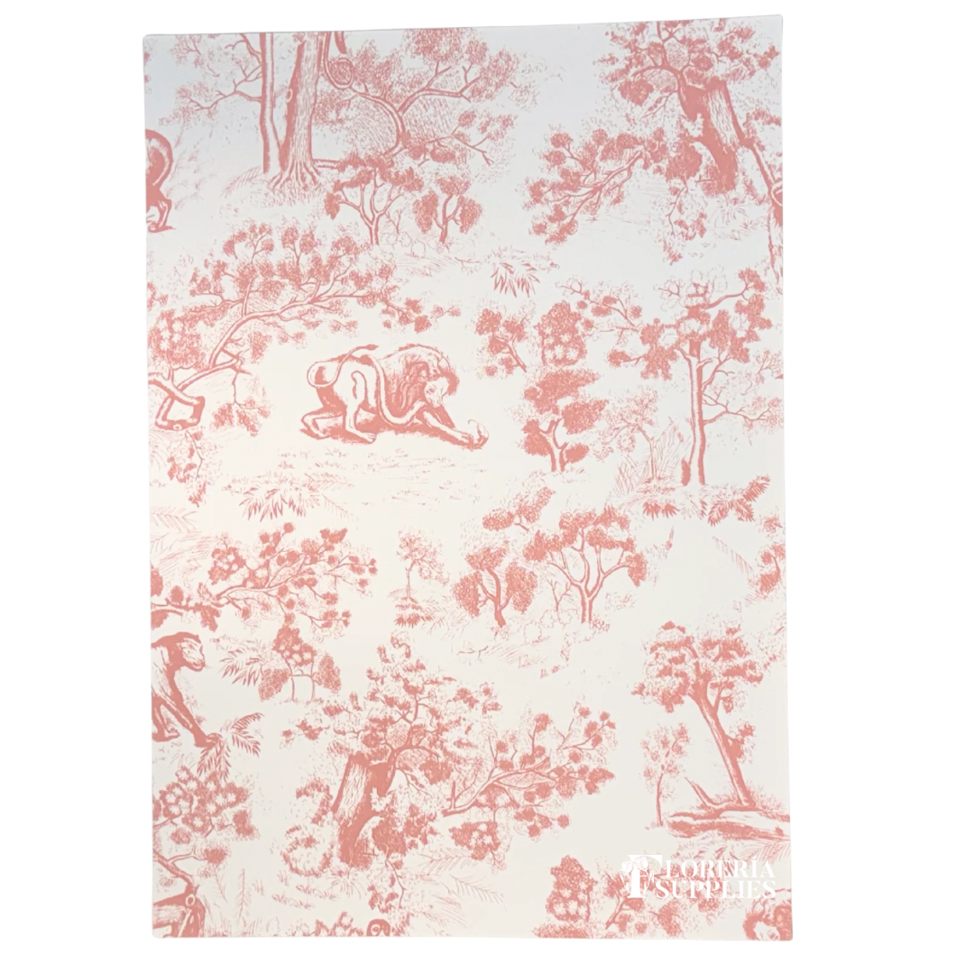 Pink Animal Toile Floral Wrapping Paper