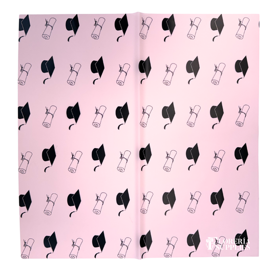 Pink Graduation Floral Wrapping Paper