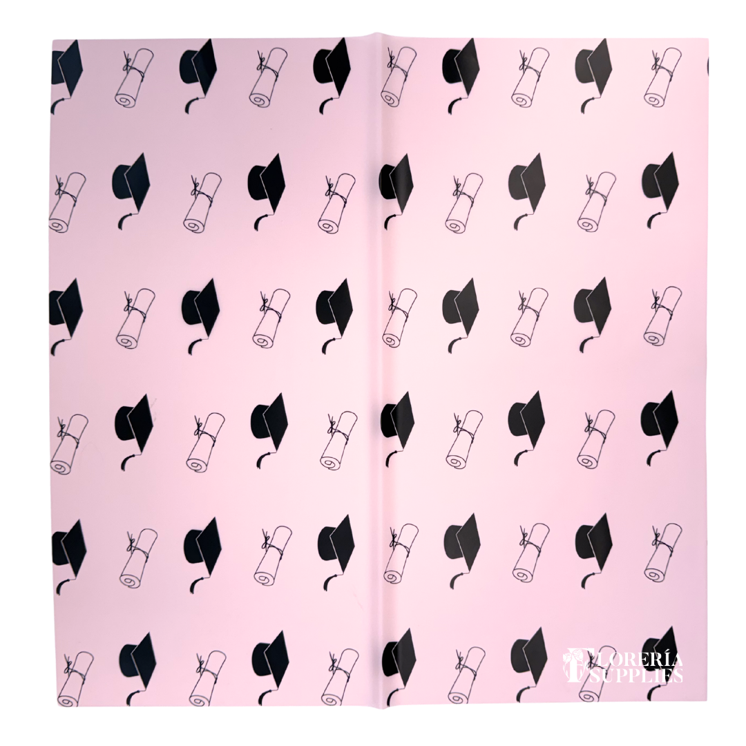 Pink Graduation Floral Wrapping Paper