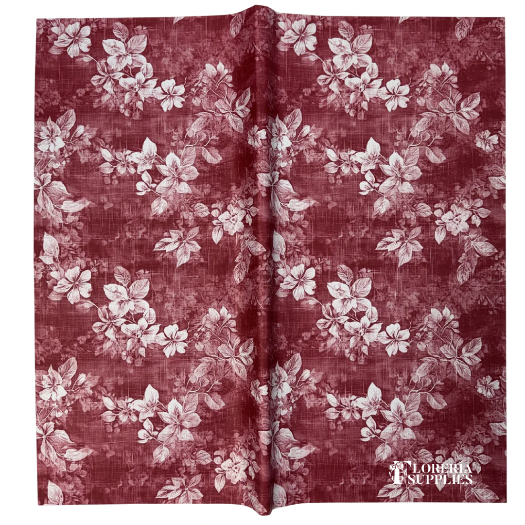 Woven Burgundy Floral Wrapping Paper