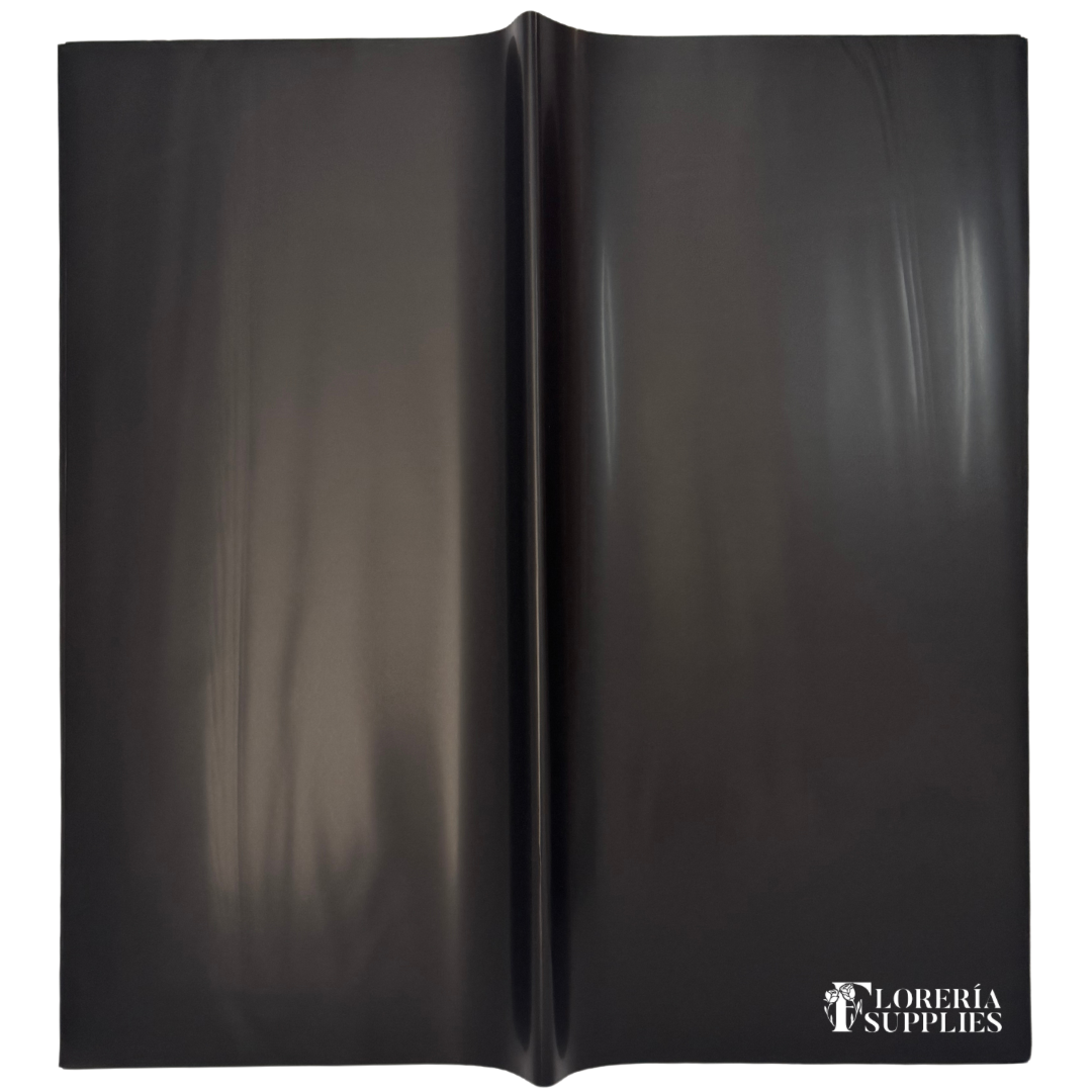Black Solid Floral Wrapping Paper