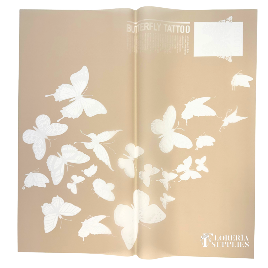 Brown Butterfly Print Floral Wrapping Paper
