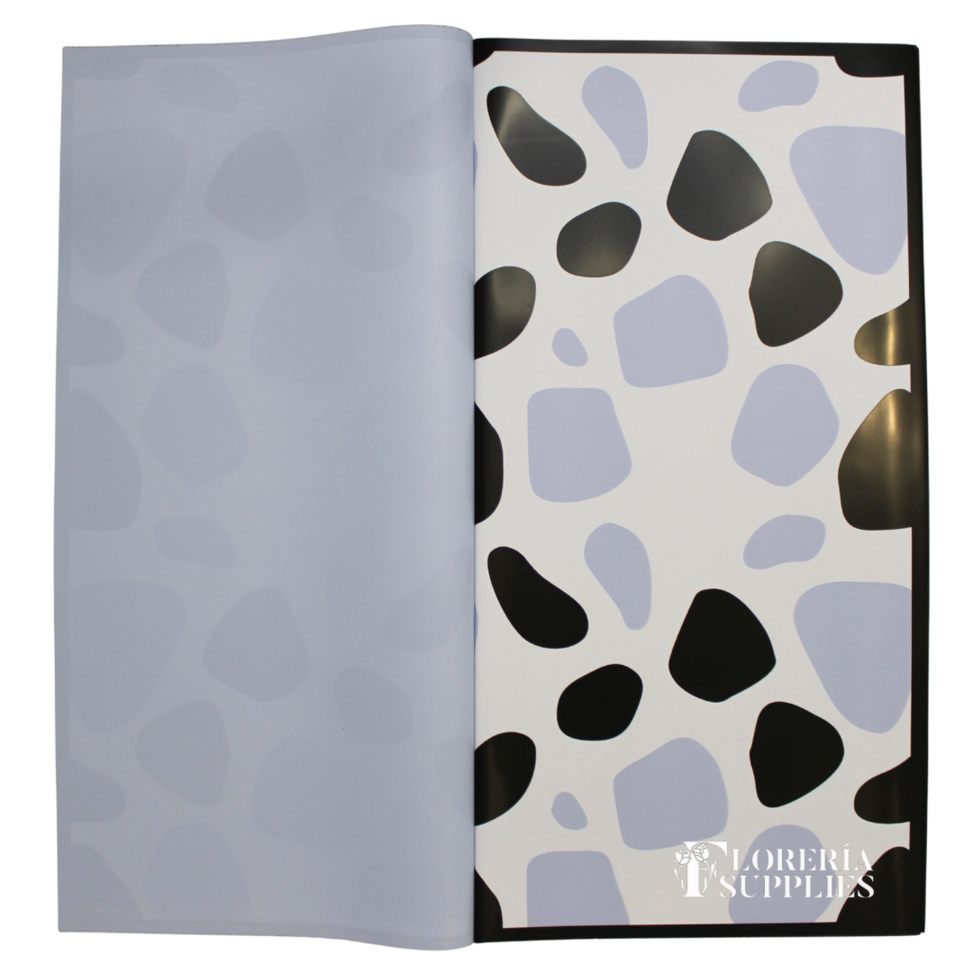 Blue Cow Print Floral Wrapping Paper