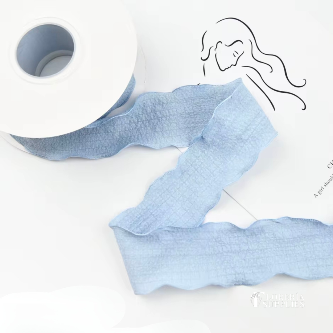 Ruffled Blue Ribbon - 10 Yards