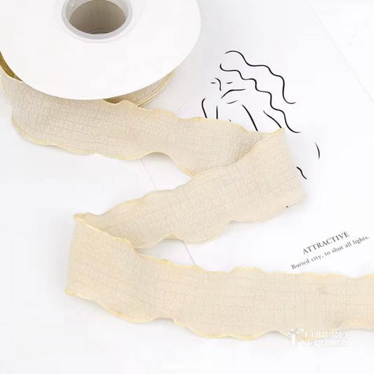 Ruffled Tan Ribbon - 10 Yards