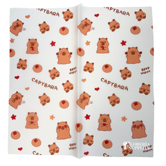White Capybara Floral Wrapping Paper