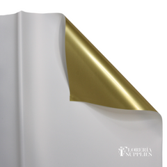 White Gold Double Sided Floral Wrapping Paper