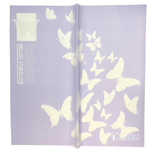 Purple Butterfly Print Floral Wrapping Paper