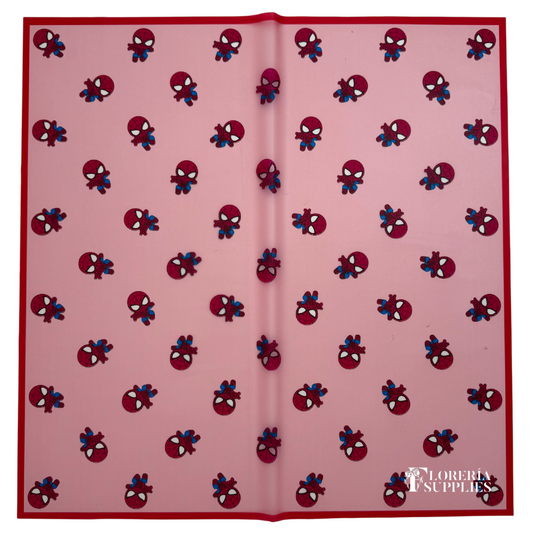 Spiderman Print Red Floral Wrapping Paper