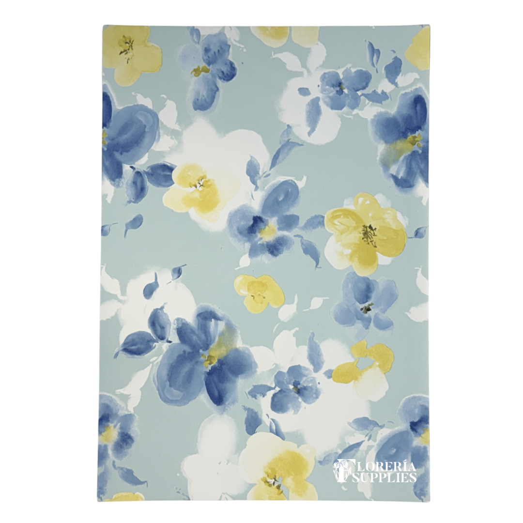Water Color Blue Design Floral Wrapping Paper