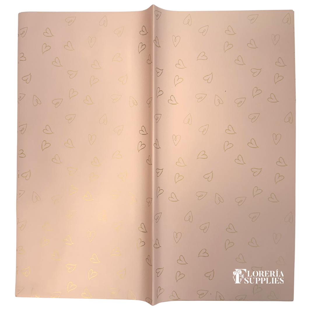 Dainty Heart Floral Wrapping Paper - Blush