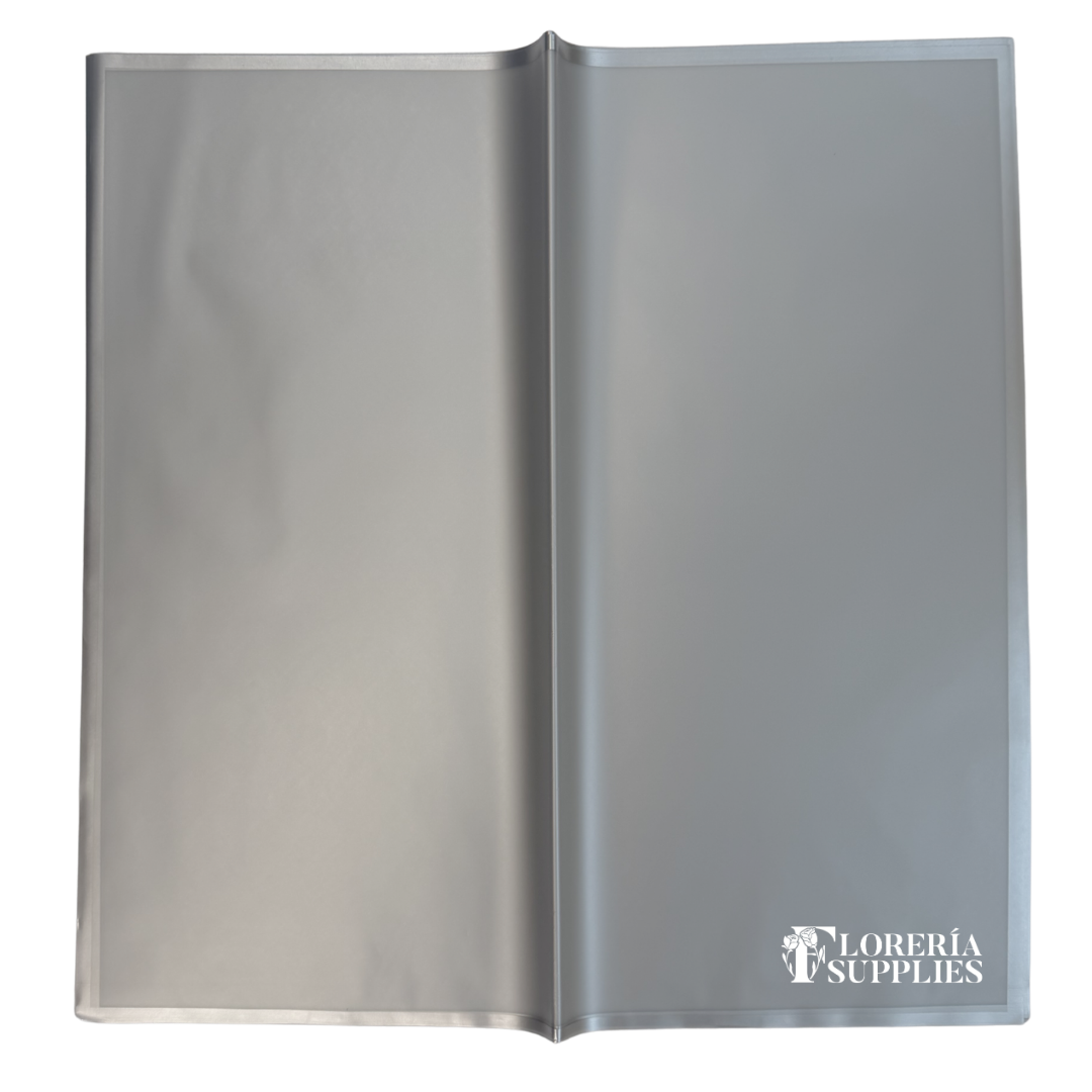 Silver Frosted Edge Floral Wrapping Paper