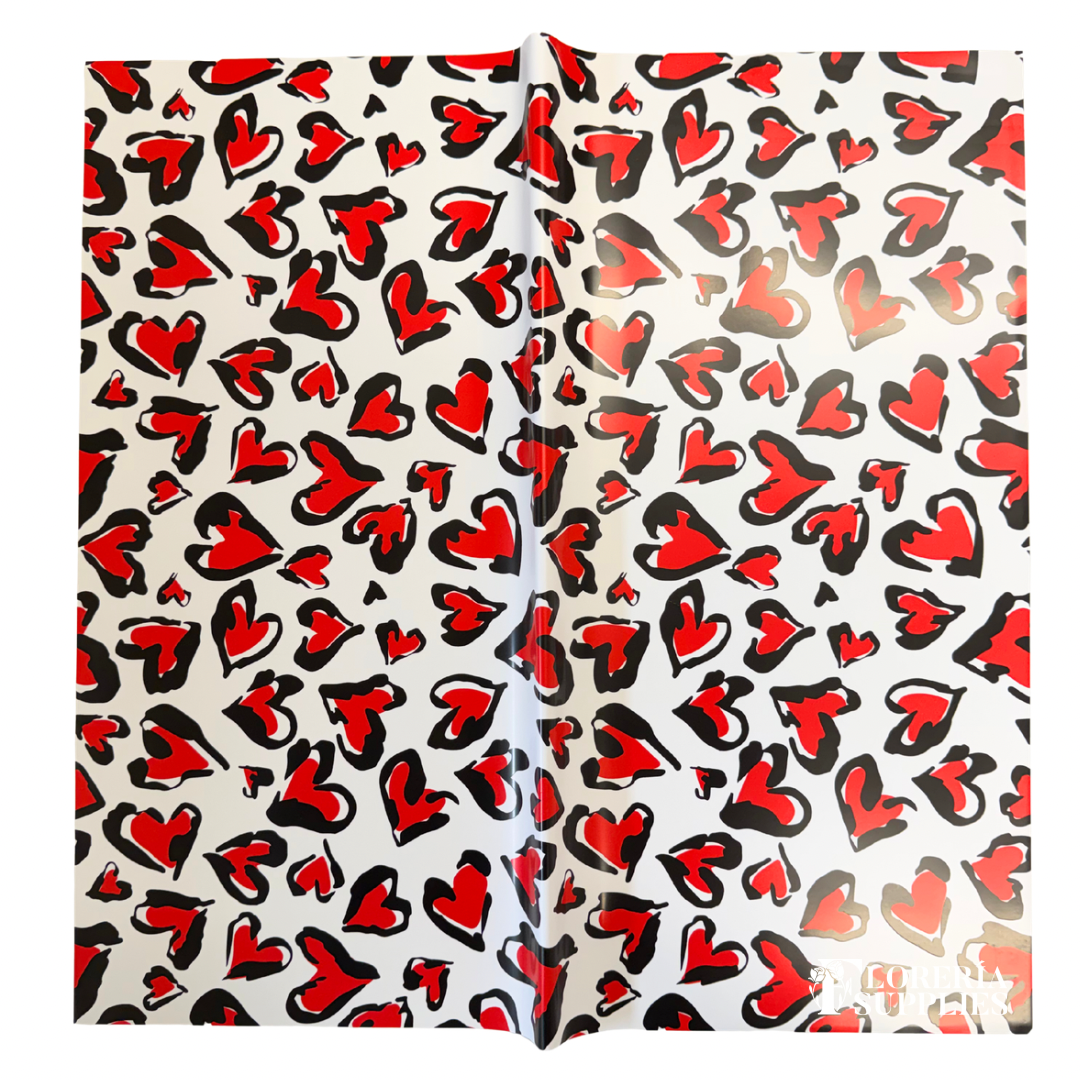 Cheetah Print Heart Red Floral Wrapping Paper