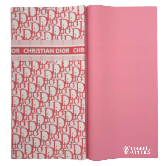 DR Bright Pink W/ White Base Floral Wrapping Paper