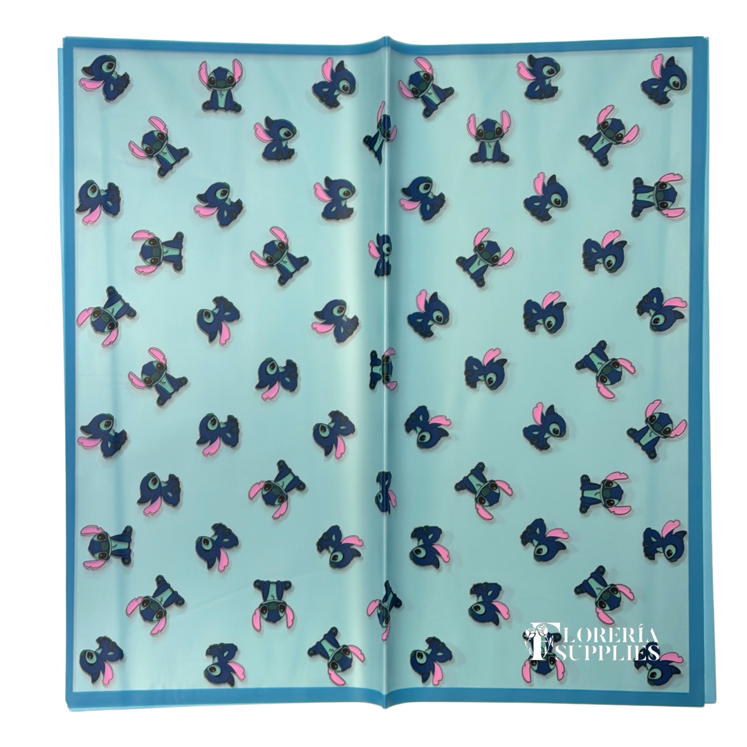 Stitch Light Blue Floral Wrapping Paper