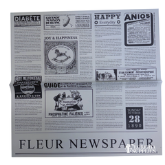 Newspaper Print Grey Transparent Floral Wrapping Paper