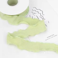 Ruffled Bright Green Ribbon - 10 Yards
