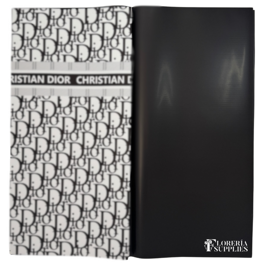 DR Black W/ White Base Floral Wrapping Paper