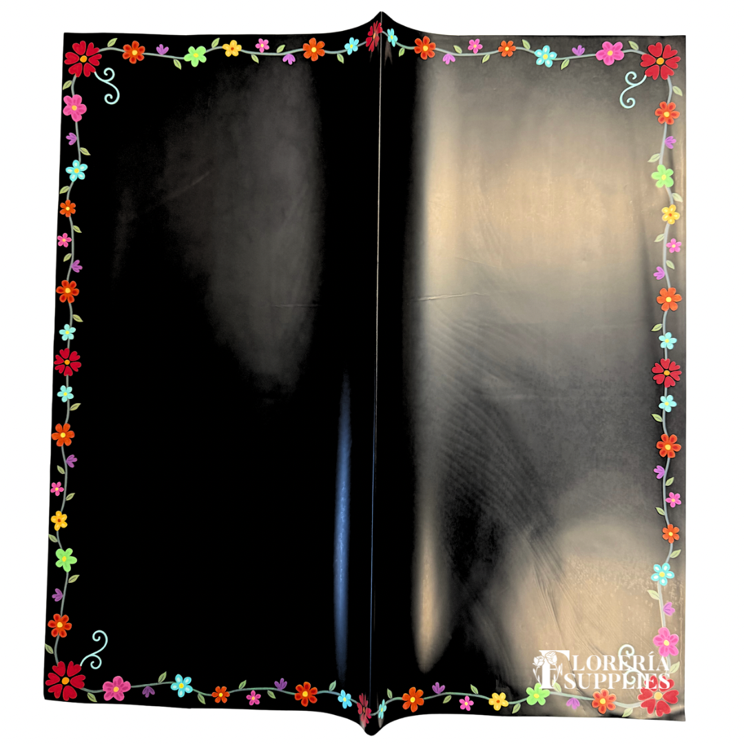 Frida Black Floral Wrapping Paper