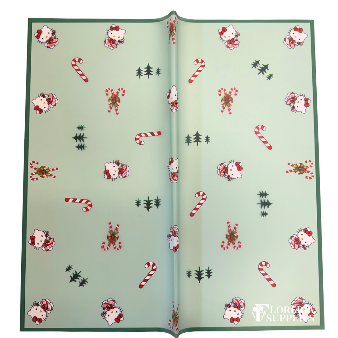 HK Holiday Green Floral Wrapping Paper