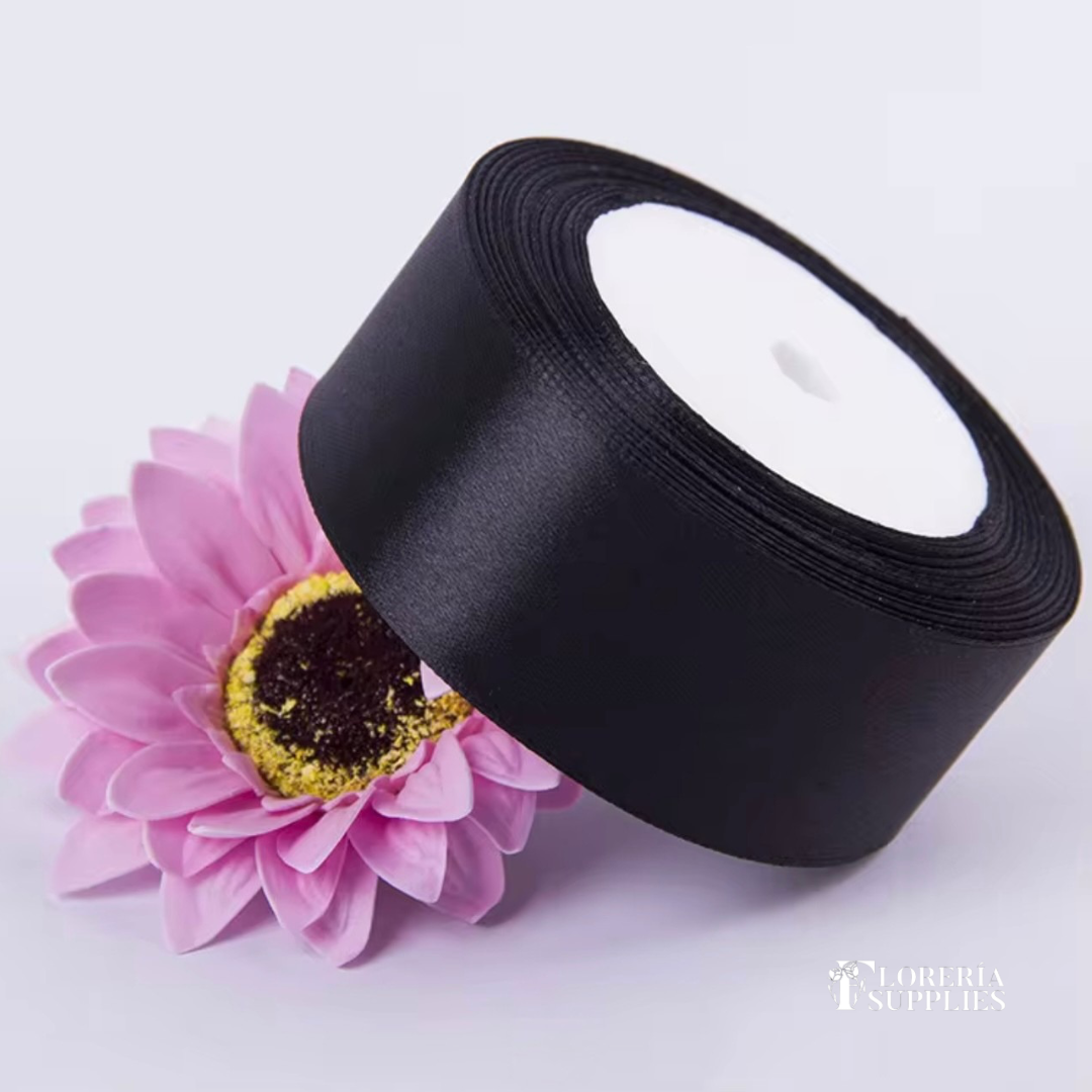 1.5” 25 Yard Single Sided Ribbon - Black