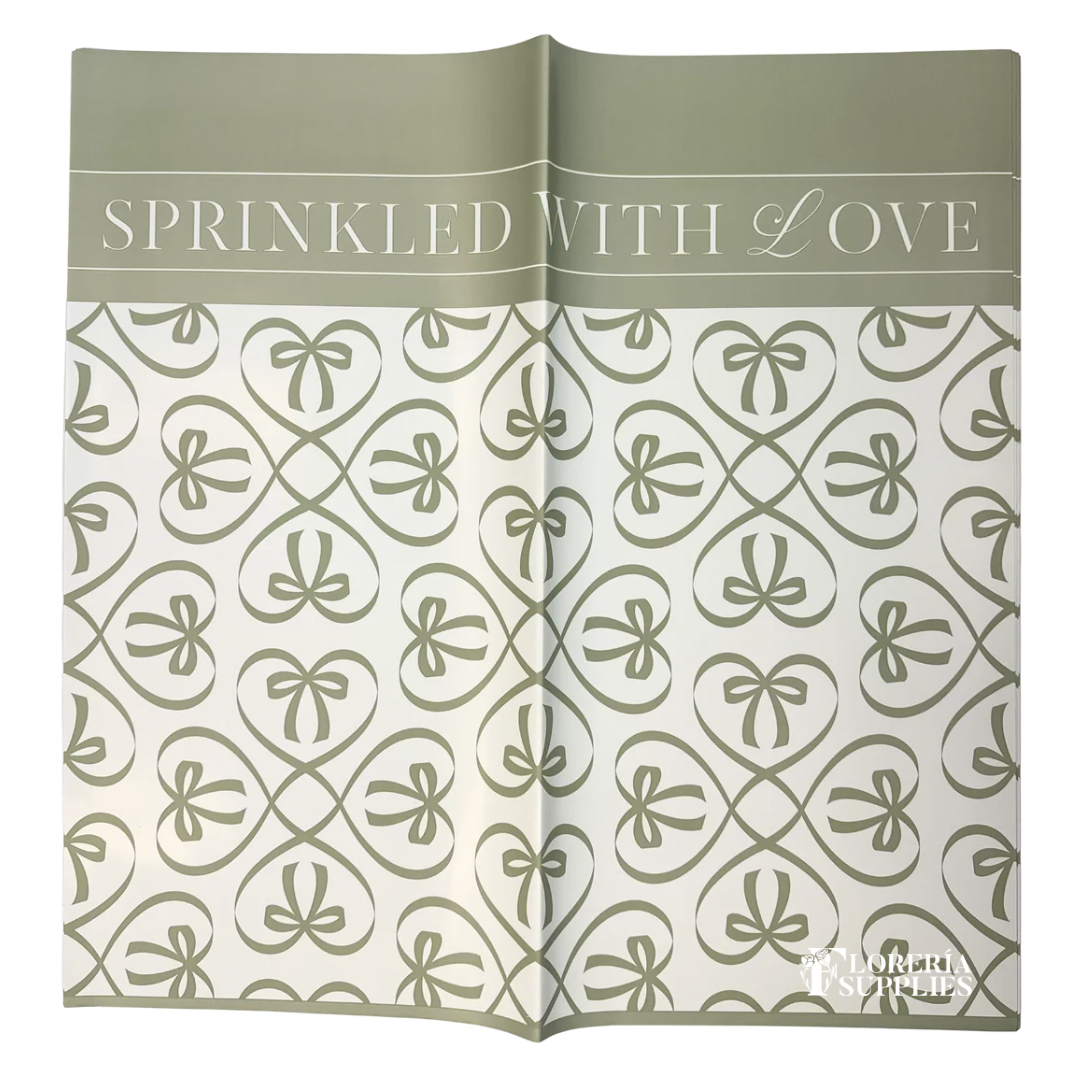 Sprinkled With Love Green Floral Wrapping Paper