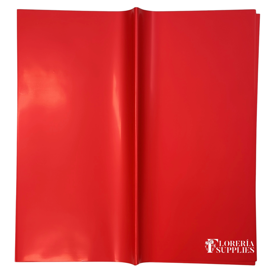 Red Solid Floral Wrapping Paper