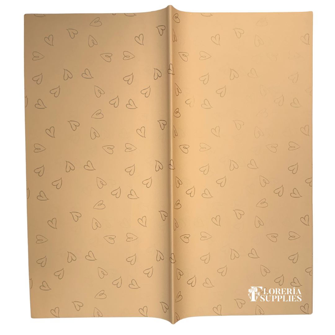 Dainty Heart Floral Wrapping Paper - Peach