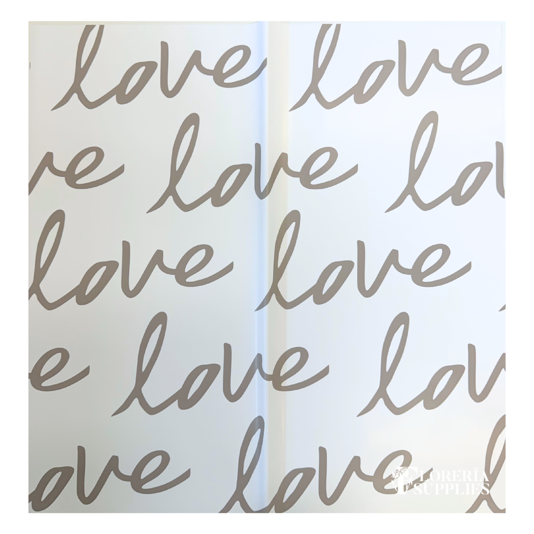 Love Print Floral Wrapping Paper - White
