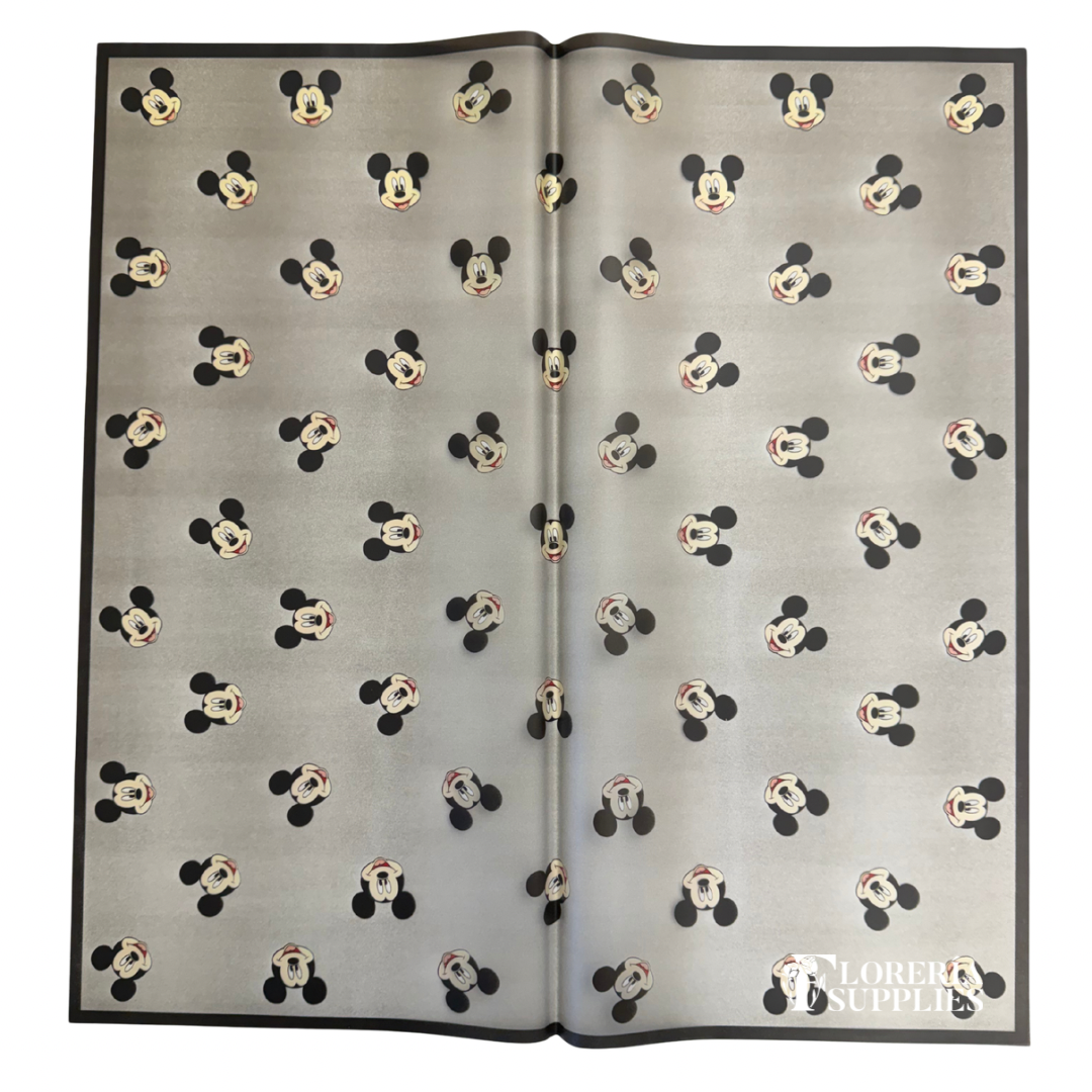 Mickey Mouse Black Floral Wrapping Paper