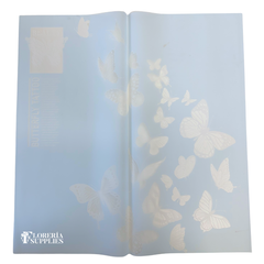 Blue Butterfly Print Floral Wrapping Paper