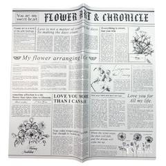 Solid Newspaper Print White Floral Wrapping Paper