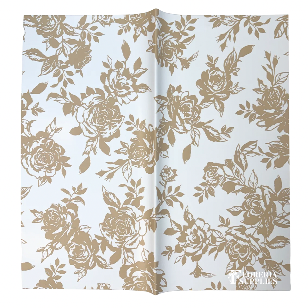 Rose Solid Floral Wrapping Paper - Beige