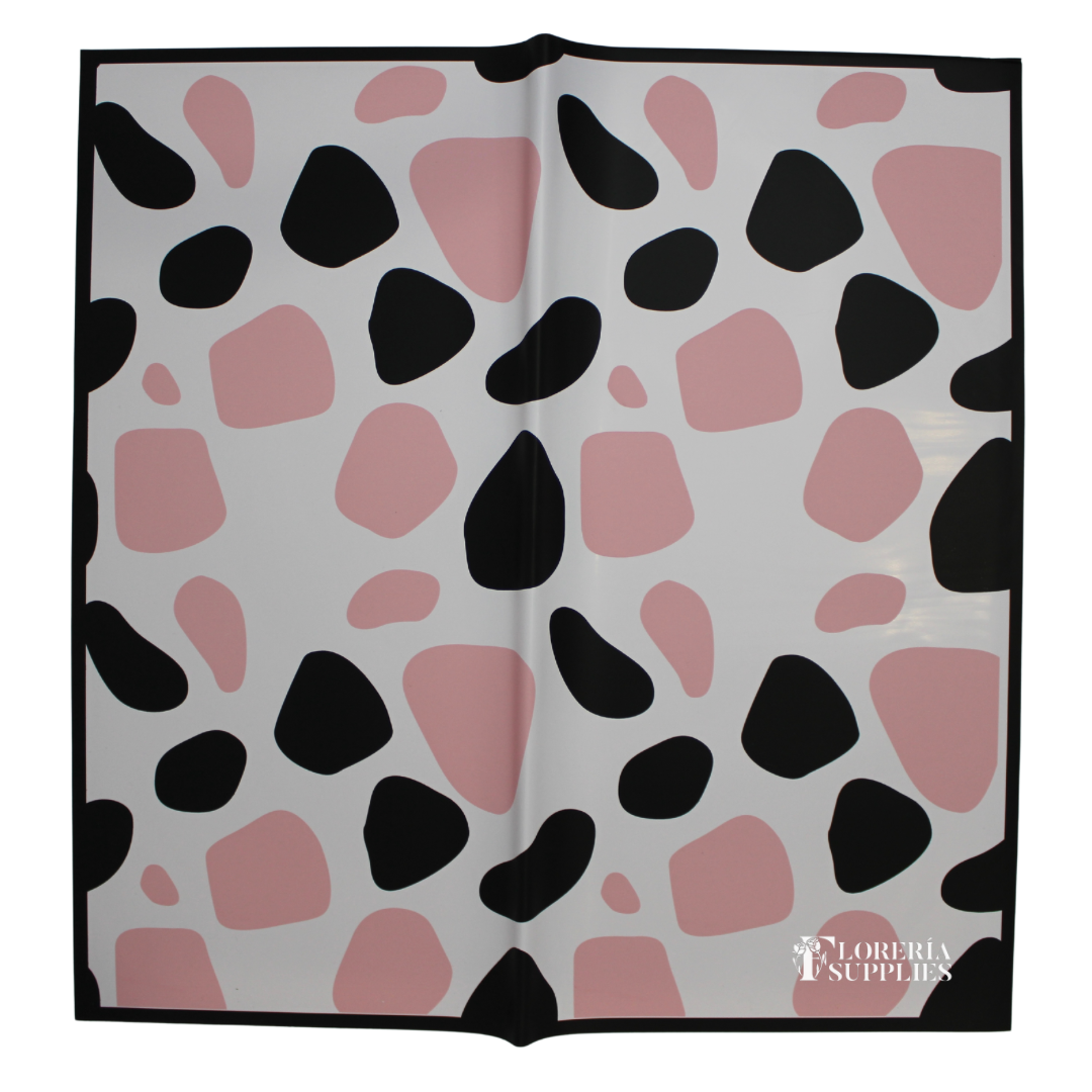 Pink Cow Print Floral Wrapping Paper