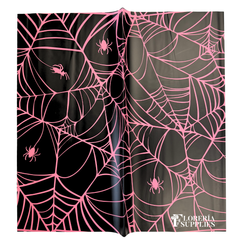 Pink Spider Web Semi Transparent Floral Wrapping Paper