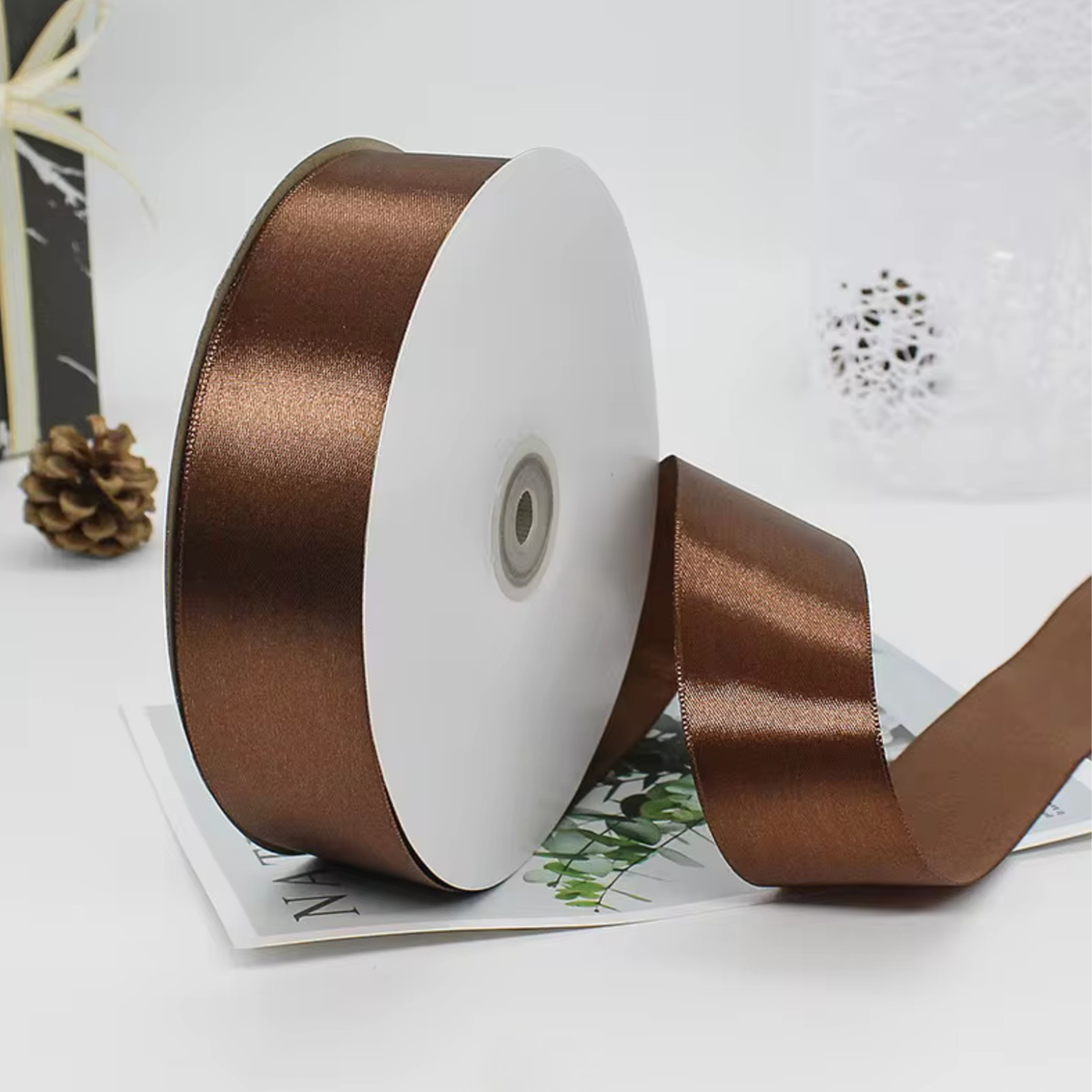 1.5” 100 Yard Single Sided Ribbon - Dark Brown