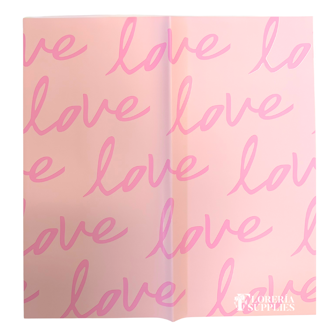 Love Print Floral Wrapping Paper - Pink