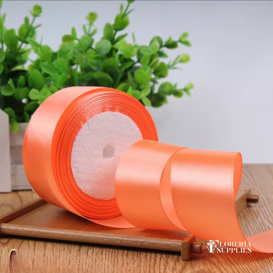 1.5” 25 Yard Single Sided Ribbon - Orange