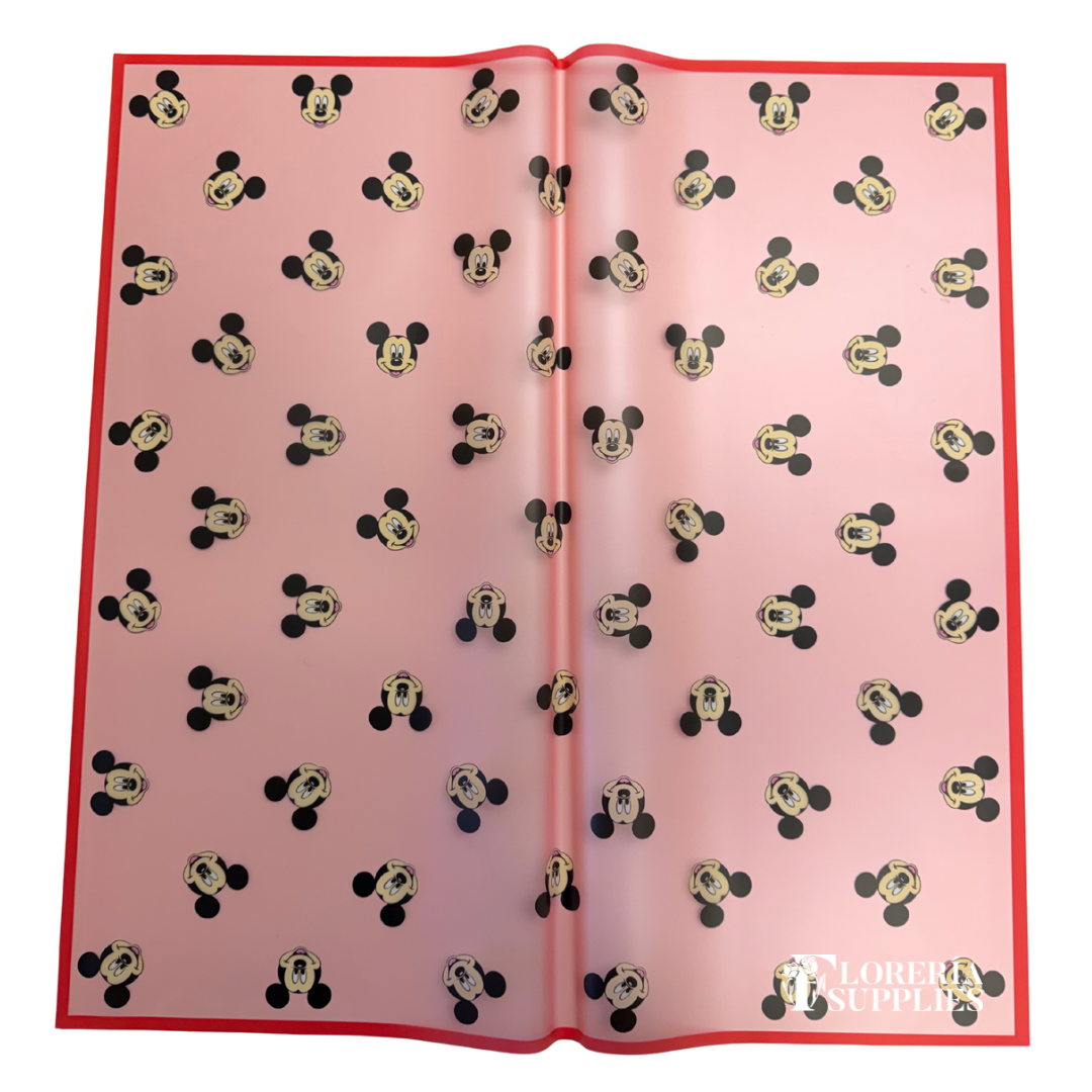 Mickey Mouse Red Floral Wrapping Paper