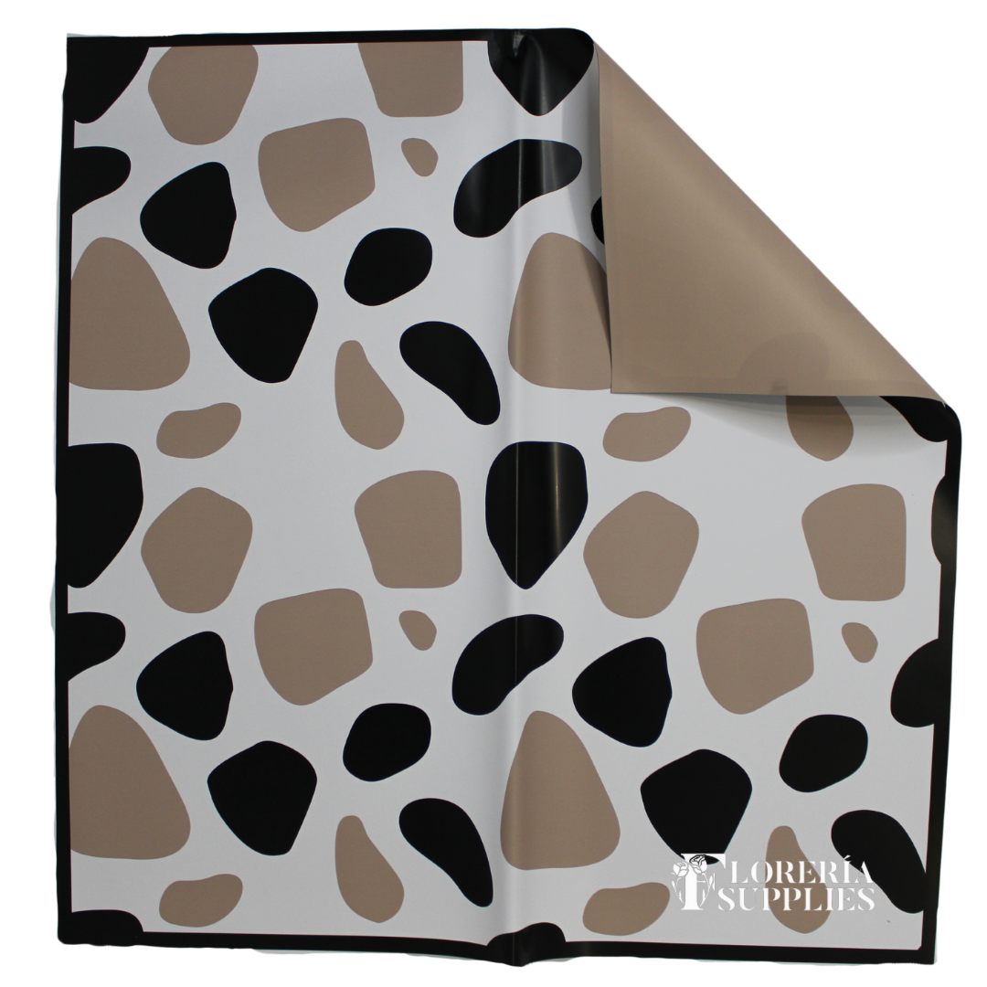 Brown Cow Print Floral Wrapping Paper