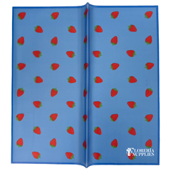 Dark Blue Strawberry Print Floral Wrapping Paper