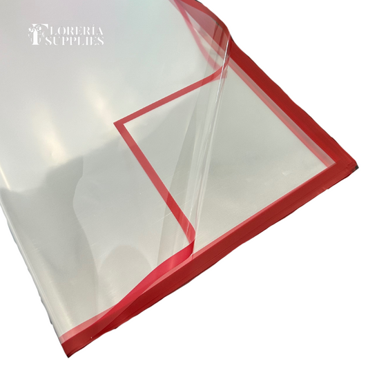 Clear Red Border Floral Wrapping Paper