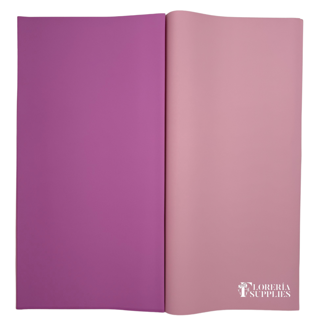 Bright Pink/Light Pink Double Sided Floral Wrapping Paper