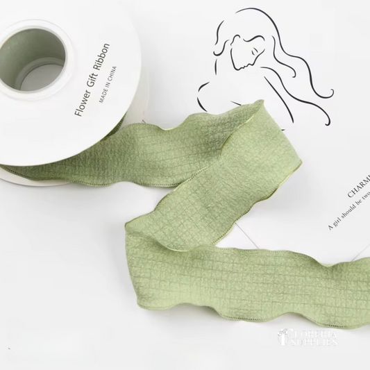 Ruffled Sage Green Ribbon - 10 Yards