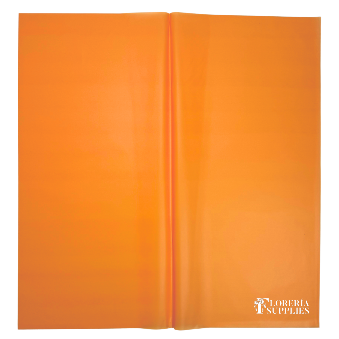 Neon Orange Semi Transparent Floral Wrapping Paper