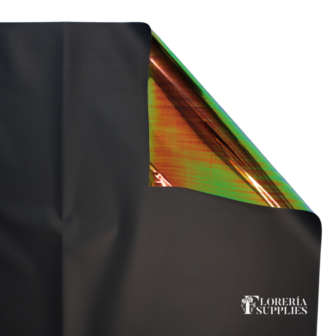 Iridescent Black Floral Wrapping Paper