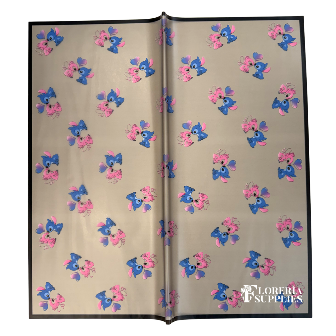Stitch and Angel Black Floral Wrapping Paper