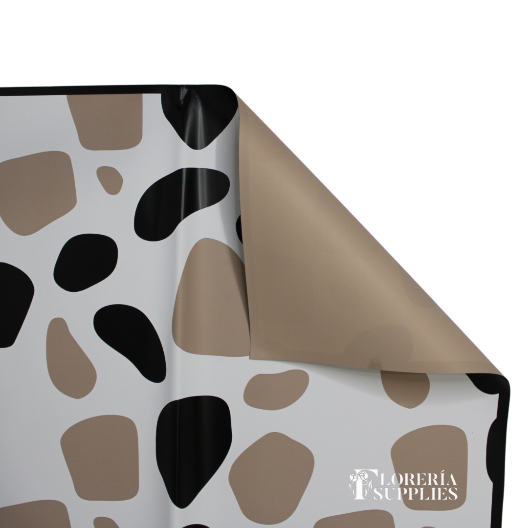 Brown Cow Print Floral Wrapping Paper